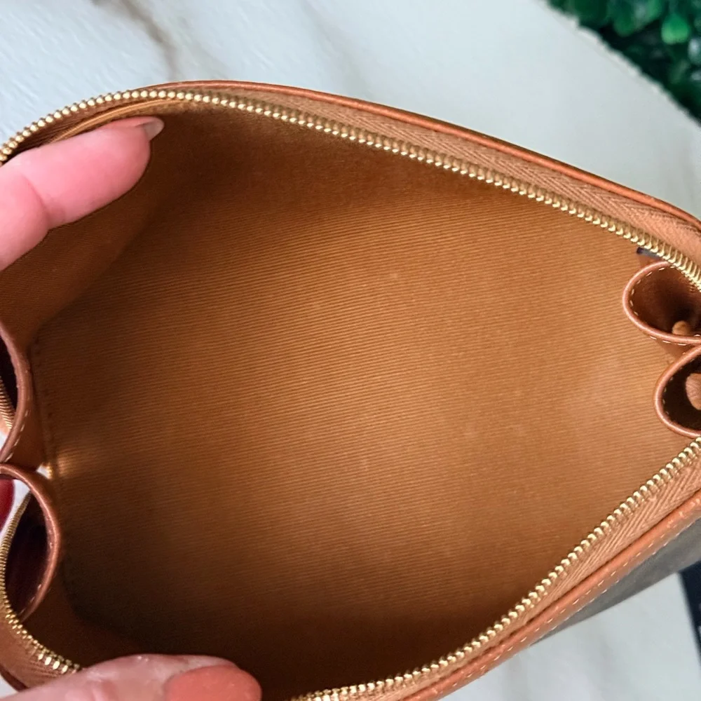 Celine Triumph Brown and Tan Small Cosmetic Bag